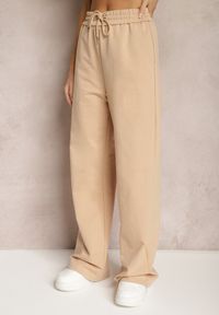 Renee - Beżowe Szerokie Spodnie Dresowe z Elastycznej Bawełny Niarti. Kolor: beżowy. Materiał: bawełna, dresówka #3