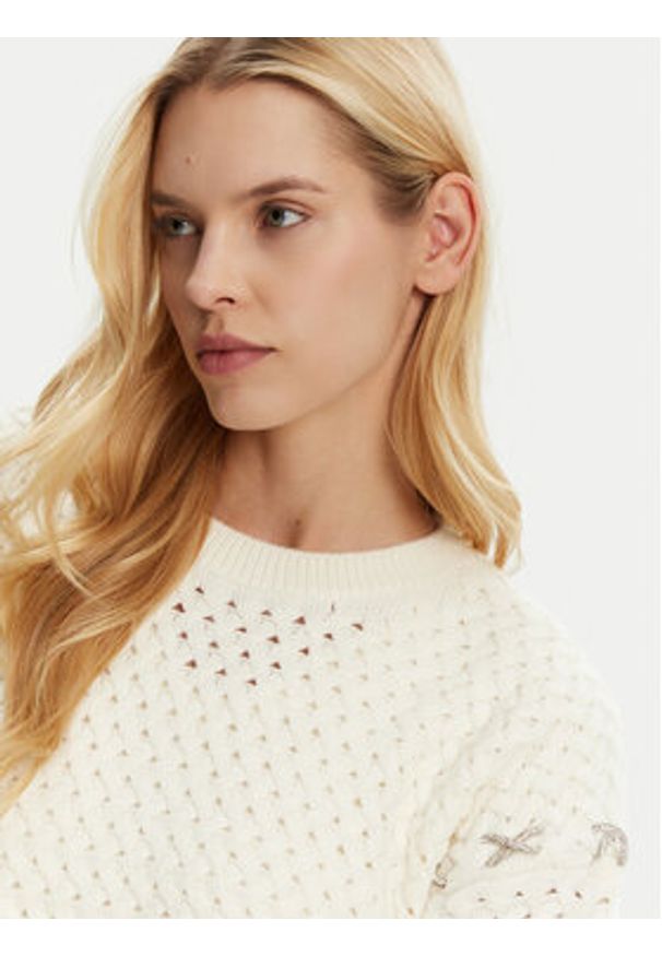 Guess Sweter W5RR13 Z3KY0 Écru Regular Fit. Materiał: syntetyk