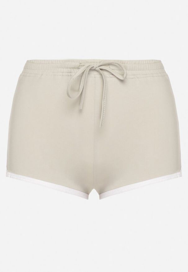 Born2be - Jasnozielone Dresowe Szorty z Bawełny Ozdobione Lamówką Liravonneae. Okazja: na co dzień. Kolor: zielony. Materiał: dresówka, bawełna. Wzór: aplikacja. Styl: sportowy, casual