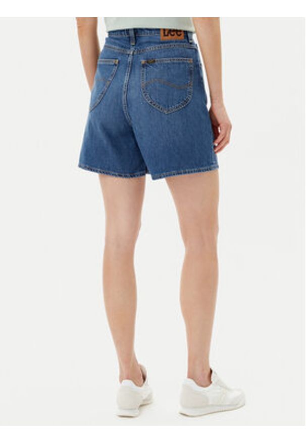 Lee Szorty jeansowe Stella 112364098 Granatowy Wide Leg. Kolor: niebieski. Materiał: bawełna