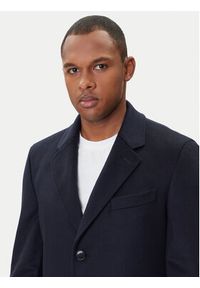 BOSS Płaszcz wełniany Hyde 50549187 Granatowy Slim Fit. Kolor: niebieski. Materiał: wełna