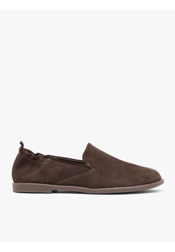 Ryłko - Brązowe welurowe mokasyny. Okazja: na co dzień. Nosek buta: okrągły. Kolor: brązowy. Materiał: welur, skóra. Styl: elegancki, street, casual