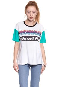 Wrangler - WRANGLER T SHIRT DAMSKI WREVOLUTION TEE WHITE W7386GH12. Wzór: nadruk