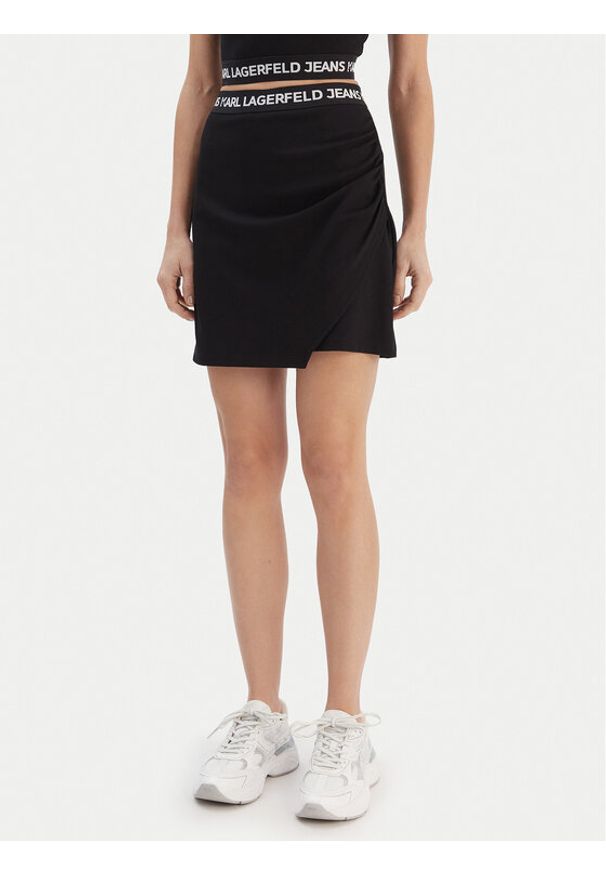 Karl Lagerfeld Jeans Spódnica mini B1W12022 Czarny Regular Fit. Kolor: czarny. Materiał: syntetyk