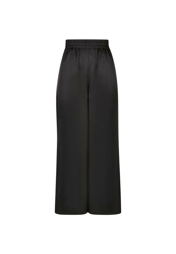 Damskie satynowe spodnie z szerokimi nogawkami Urban Classics GT. Kolor: czarny. Materiał: satyna. Długość: długie