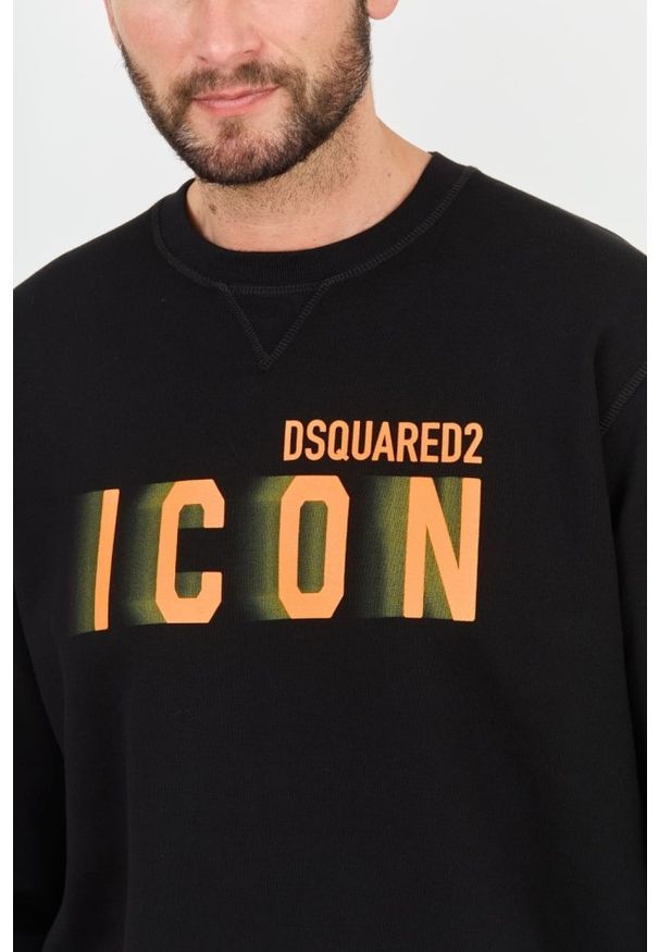 DSQUARED2 Czarna męska bluza Icon Blur Cool Fit Crewneck, Rozmiar M. Kolor: czarny