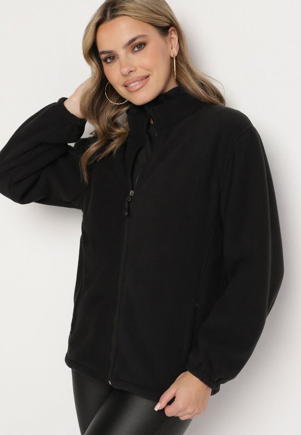 Born2be - Czarny Klasyczny Polar ze Ściągaczami przy Rękawach Paradi. Okazja: na co dzień, do pracy. Kolor: czarny. Materiał: polar. Długość rękawa: długi rękaw. Długość: długie. Styl: klasyczny