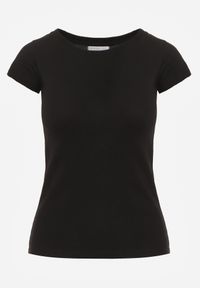 Renee - Czarny T-shirt Nephegenia. Kolor: czarny. Materiał: bawełna, jeans. Długość: krótkie. Wzór: jednolity. Styl: klasyczny #3