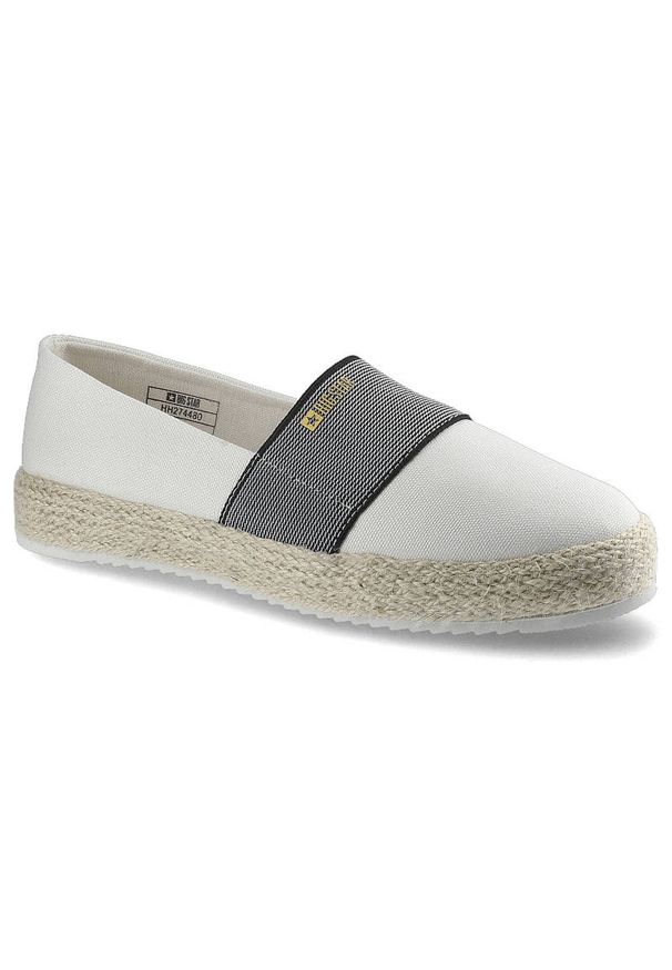 Big-Star - Białe Espadryle Big Star Lekkie Damskie Buty. Zapięcie: pasek. Kolor: biały. Materiał: len, materiał. Sezon: lato. Styl: elegancki, wakacyjny, klasyczny
