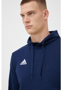 adidas Performance bluza dresowa Entrada 22 męska kolor granatowy z kapturem gładka. Typ kołnierza: kaptur. Kolor: niebieski. Materiał: dresówka. Wzór: gładki #5