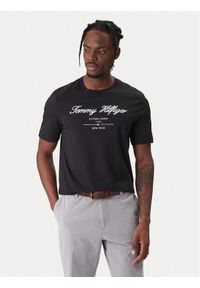 TOMMY HILFIGER - Tommy Hilfiger T-Shirt Script Logo MW0MW33691 Czarny Regular Fit. Kolor: czarny. Materiał: bawełna #1