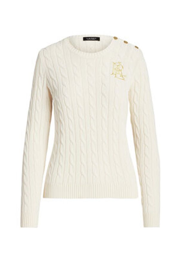Lauren Ralph Lauren Sweter 200932223002 Écru Slim Fit. Materiał: bawełna