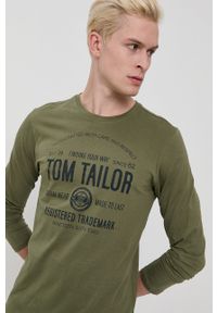 Tom Tailor - Longsleeve bawełniany. Okazja: na co dzień. Kolor: zielony. Materiał: bawełna. Długość rękawa: długi rękaw. Wzór: nadruk. Styl: casual #6