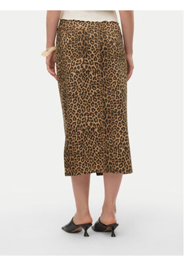 Vero Moda Spódnica jeansowa Veri 10331065 Brązowy Regular Fit. Kolor: brązowy. Materiał: bawełna