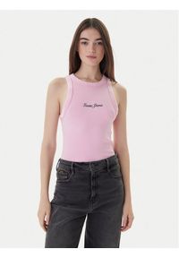 Guess Jeans Top W6RP23 KA0H1 Różowy Classic Fit. Kolor: różowy. Materiał: bawełna #1