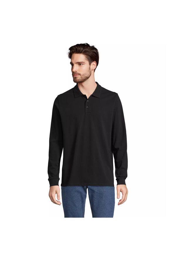 SOL'S - Koszulka polo z długim rękawem Sol's Prime. Okazja: na co dzień. Typ kołnierza: polo. Kolor: czarny. Długość rękawa: długi rękaw. Długość: długie. Styl: casual, elegancki