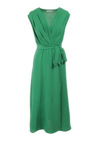 Born2be - Zielona Sukienka Feodones. Kolor: zielony. Materiał: materiał. Długość rękawa: bez rękawów. Typ sukienki: kopertowe. Styl: elegancki. Długość: midi #2