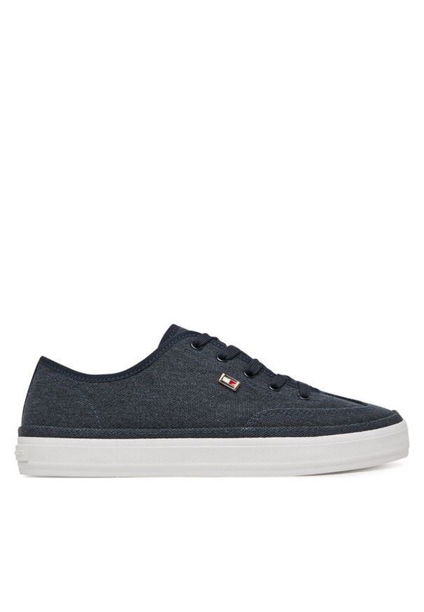 TOMMY HILFIGER - Tommy Hilfiger Sneakersy Washed Canvas Vulc Sneaker FW0FW08894 Granatowy. Kolor: niebieski. Materiał: materiał