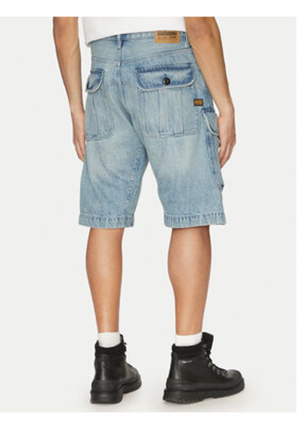 G-Star RAW - G-Star Raw Szorty jeansowe Bend 3D Cargo D26528-D788 H119 Błękitny Relaxed Fit. Kolor: niebieski. Materiał: bawełna