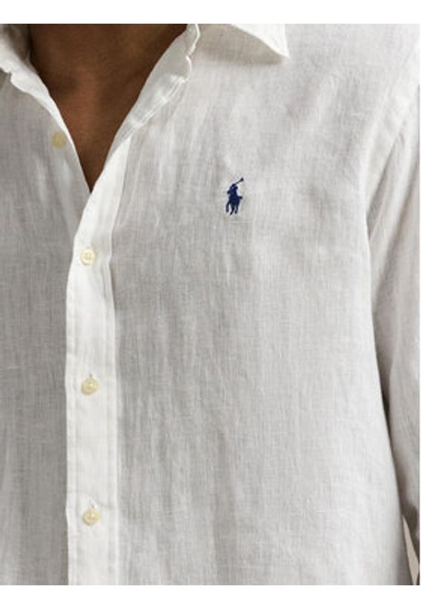 Polo Ralph Lauren Koszula 710966295003 Biały Slim Fit. Typ kołnierza: polo. Kolor: biały. Materiał: len