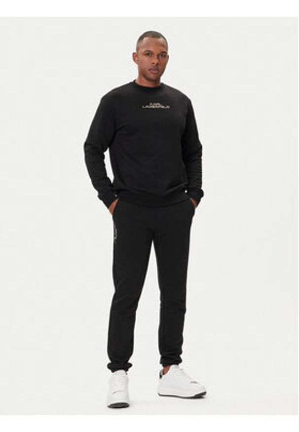 Karl Lagerfeld - KARL LAGERFELD Bluza 705061 554942 Czarny Regular Fit. Typ kołnierza: dekolt w karo. Kolor: czarny. Materiał: bawełna