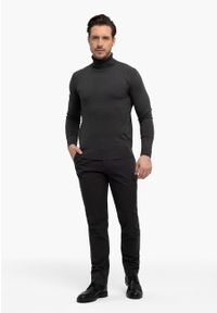 Volcano - Grafitowe chinosy R-FOST. Okazja: na co dzień. Kolor: szary. Materiał: tkanina, bawełna, materiał, elastan. Styl: klasyczny, casual, elegancki