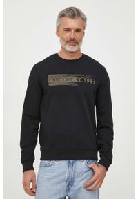 Guess bluza męska kolor czarny z aplikacją. Kolor: czarny. Wzór: aplikacja. Styl: klasyczny