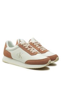 Calvin Klein Jeans Sneakersy Runner Laceup Low Mix Mg YW0YW01798 Biały. Kolor: biały. Materiał: skóra, zamsz