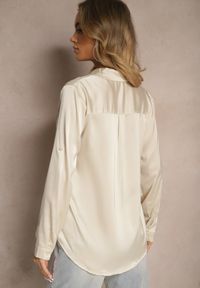 Renee - Beżowa Klasyczna Koszula z Kołnierzykiem Kassinea. Okazja: na co dzień. Kolor: beżowy. Materiał: jeans. Długość rękawa: długi rękaw. Długość: długie. Styl: klasyczny #2
