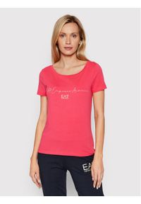 EA7 Emporio Armani T-Shirt 3LTT16 TJCRZ 1410 Różowy Regular Fit. Kolor: różowy. Materiał: bawełna
