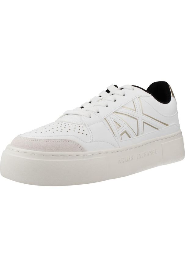 Armani Exchange - Kapcie ARMANI EXCHANGE XDX147 XV830 Biały. Kolor: biały. Materiał: syntetyk, tkanina, skóra. Styl: sportowy