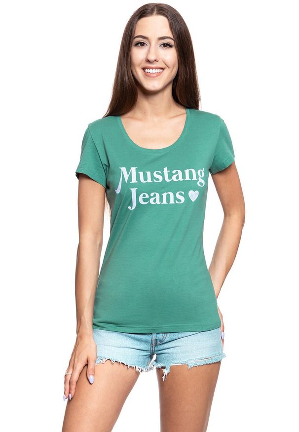 Mustang - MUSTANG T SHIRT DAMSKI Alexia C Print Deep Sea 1009391 6318. Wzór: nadruk