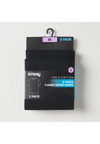 Sinsay - Koszulka slim fit 2 pack - Czarny. Kolor: czarny