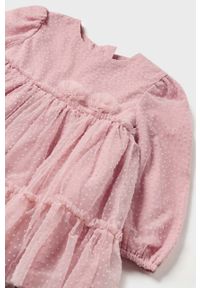Mayoral sukienka niemowlęca kolor różowy mini rozkloszowana. Kolor: różowy. Długość rękawa: długi rękaw. Typ sukienki: rozkloszowane. Styl: klasyczny. Długość: mini #2