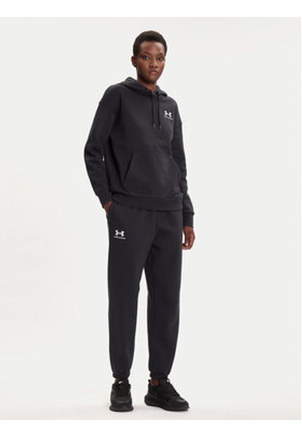 Under Armour Bluza Essential 1373033 Czarny Relaxed Fit. Kolor: czarny. Materiał: bawełna