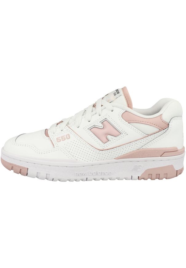 Buty do chodzenia damskie New Balance 550. Kolor: biały. Materiał: skóra, syntetyk, tkanina, materiał. Szerokość cholewki: normalna. Sport: turystyka piesza