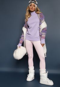 Renee - Fioletowy Klasyczny Golf ze Ściągaczami przy Rękawach Felinia. Typ kołnierza: golf. Kolor: fioletowy. Materiał: jeans. Długość rękawa: długi rękaw. Długość: długie. Wzór: aplikacja, bez wzorów. Styl: klasyczny #4