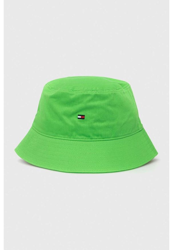 TOMMY HILFIGER - Tommy Hilfiger kapelusz bawełniany kolor zielony bawełniany. Kolor: zielony. Materiał: bawełna