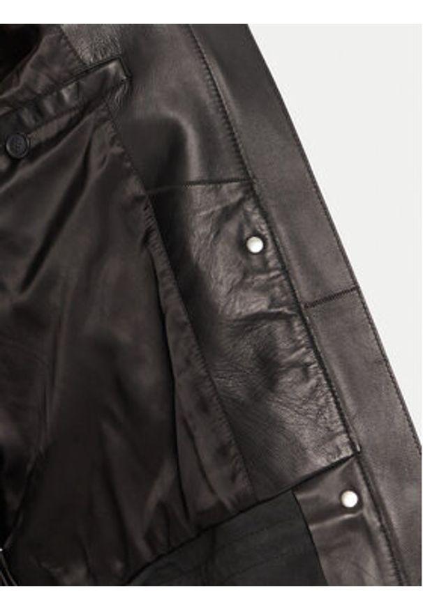 BOSS Kurtka skórzana Salaha 50544445 Czarny Relaxed Fit. Kolor: czarny. Materiał: skóra