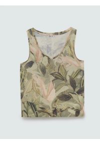 Big-Star - Top damski bez rękawów w roślinny wzór Miria 000. Typ kołnierza: dekolt w kształcie V. Kolor: wielokolorowy. Materiał: dzianina, skóra. Długość rękawa: bez rękawów. Wzór: kwiaty, aplikacja. Sezon: lato. Styl: elegancki #3