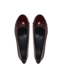 Tory Burch Baleriny Cap Toe Ballet 165365 Bordowy. Kolor: czerwony. Materiał: skóra