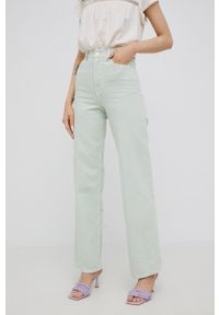 Pieces jeansy damskie high waist. Stan: podwyższony. Kolor: zielony #2