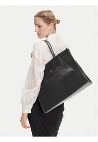 TOMMY HILFIGER - Tommy Hilfiger Torebka Th City Summer Tote Woven AW0AW17640 Czarny. Kolor: czarny. Materiał: skórzane #5
