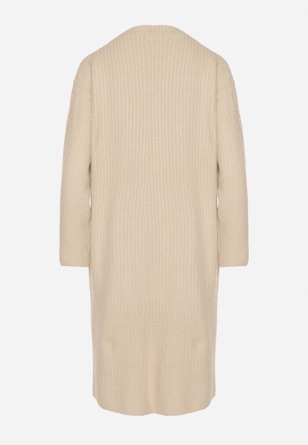 Born2be - Beżowy Niezapinany Kardigan z Bawełną o Długim Kroju Asorisse. Okazja: na co dzień. Kolor: beżowy. Materiał: bawełna. Długość: długie. Styl: casual, elegancki