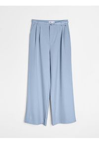 Sinsay - Spodnie wide leg z paskiem - błękitny. Kolor: niebieski