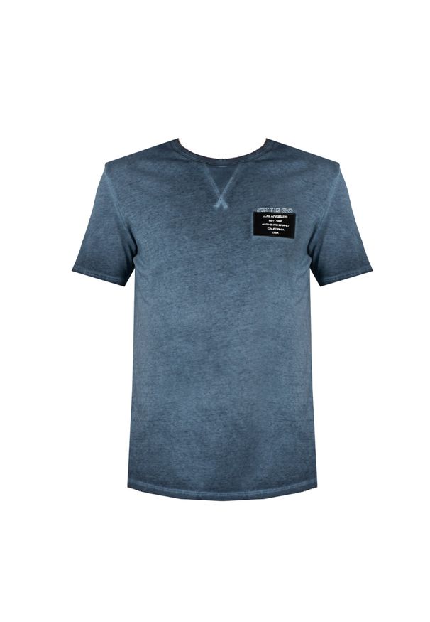 Guess T-Shirt "Patch" | X3GI08KAK90 | Mężczyzna | Niebieski. Okazja: na co dzień. Kolor: niebieski. Materiał: bawełna. Wzór: aplikacja. Styl: klasyczny, elegancki, casual