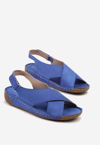 Born2be - Niebieskie Sandały Vices z Przeszyciami Saroluna. Okazja: na co dzień. Zapięcie: rzepy. Kolor: niebieski. Styl: elegancki, casual