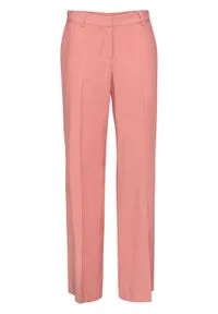 Spodnie z szerokimi nogawkami bonprix dymny brzoskwiniowy. Kolor: różowy #1