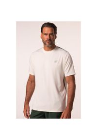 JAY-PI - Męska Koszulka funkcyjna tennis rękaw 1/2 kontrastowe paski QuickDry. Kolekcja: plus size. Kolor: biały. Materiał: poliester, materiał, elastan. Wzór: paski #1