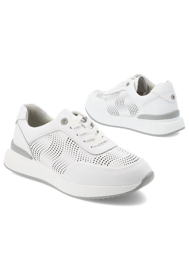Białe Sneakersy S.Barski Sportowe Obuwie Damskie. Okazja: na co dzień. Zapięcie: sznurówki. Kolor: biały. Materiał: materiał. Szerokość cholewki: normalna